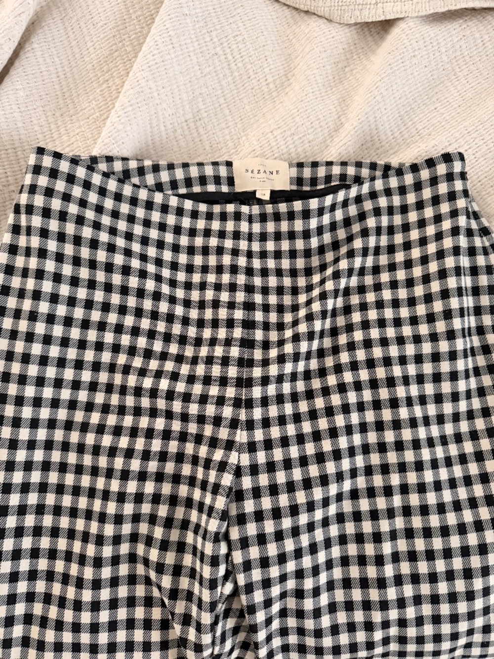 Sezane Martin Crop Trousers Black And Ecru Gingham - Size 4